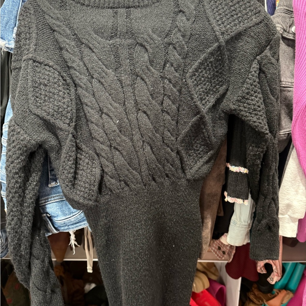 SHEIN Black Cable Knit Turtleneck Sweater